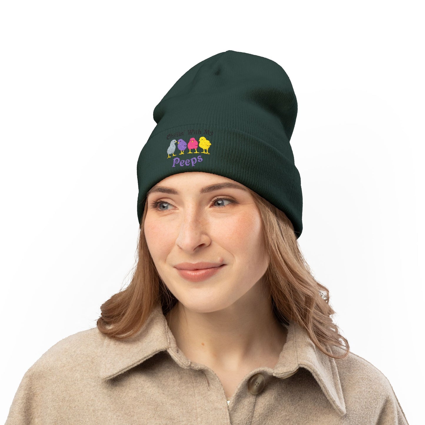 Chillin With My Peeps Embroidered Adult Knit Beanie Cap Hat by TOOLOUD