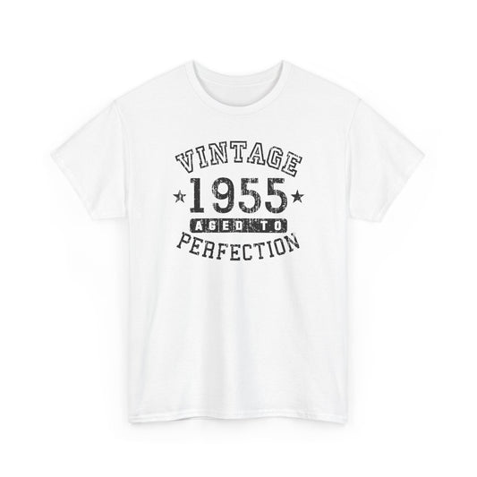 1955 - Adult Unisex Vintage Birth Year Aged to Perfection Birthday T-Shirt by TOOLOUD