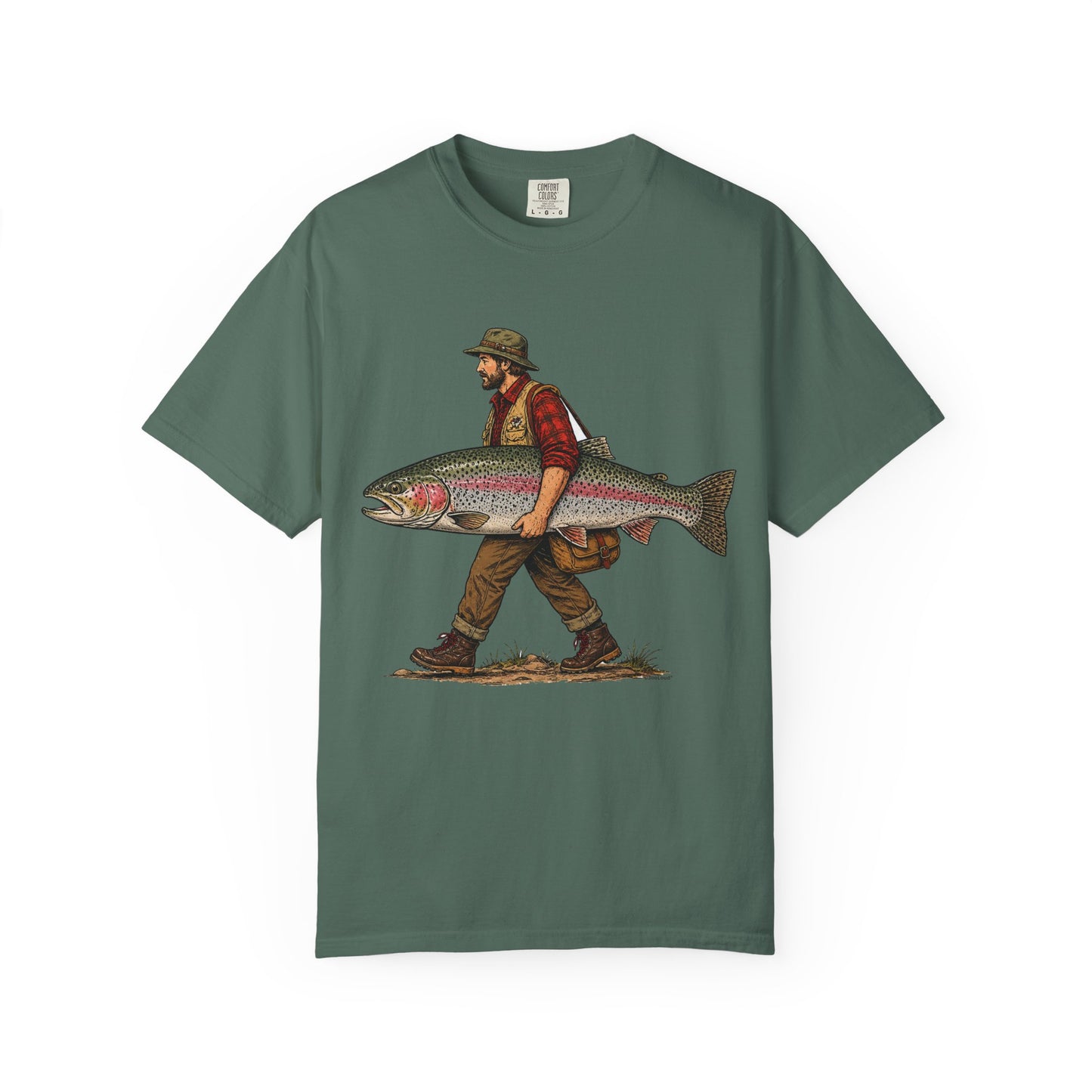 Fisherman - Huge Rainbow Trout Unisex Garment-Dyed Adult T-shirt