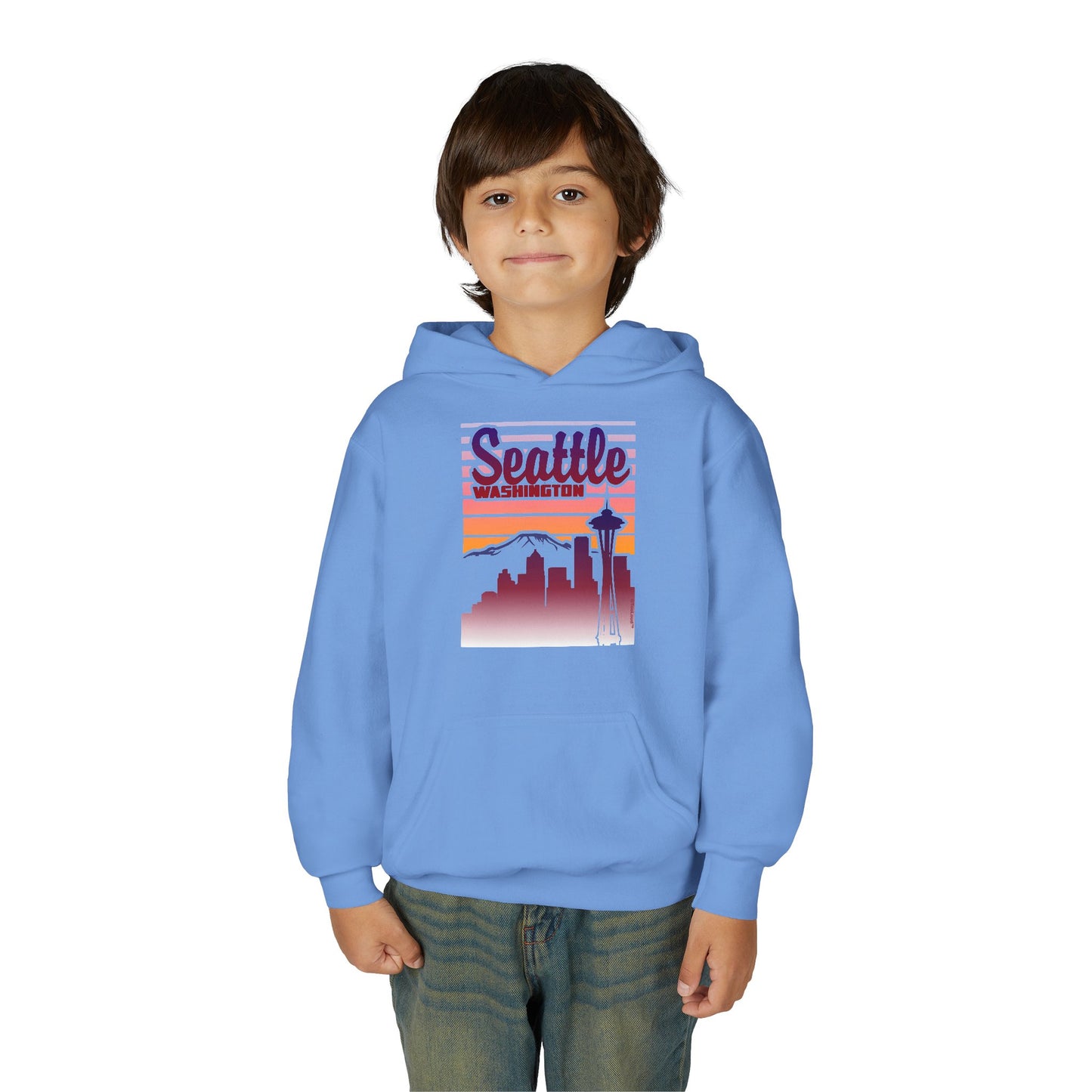 Seattle Washington Sunset Youth Children's Hoodie by TOOLOUD