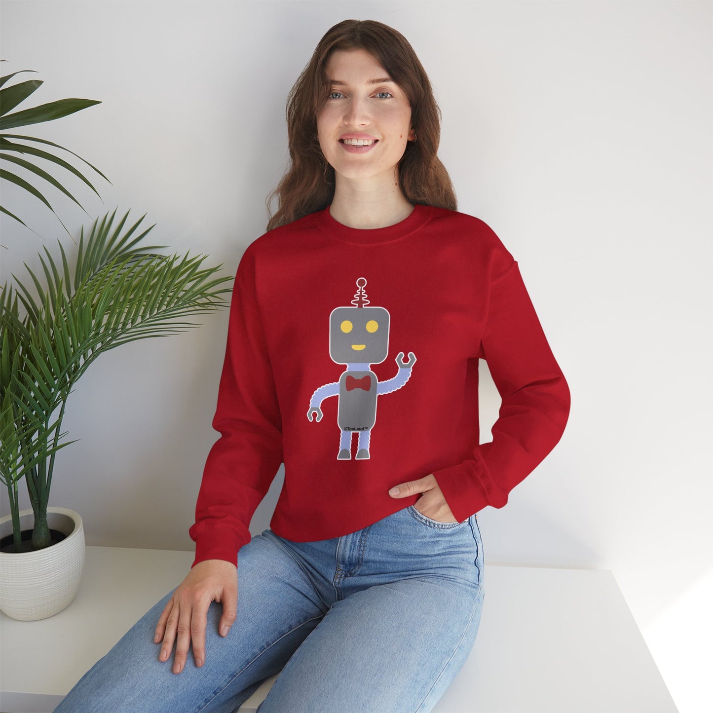 Cute Robot Male Adult Dark Sweatshirt by TOOLOUD