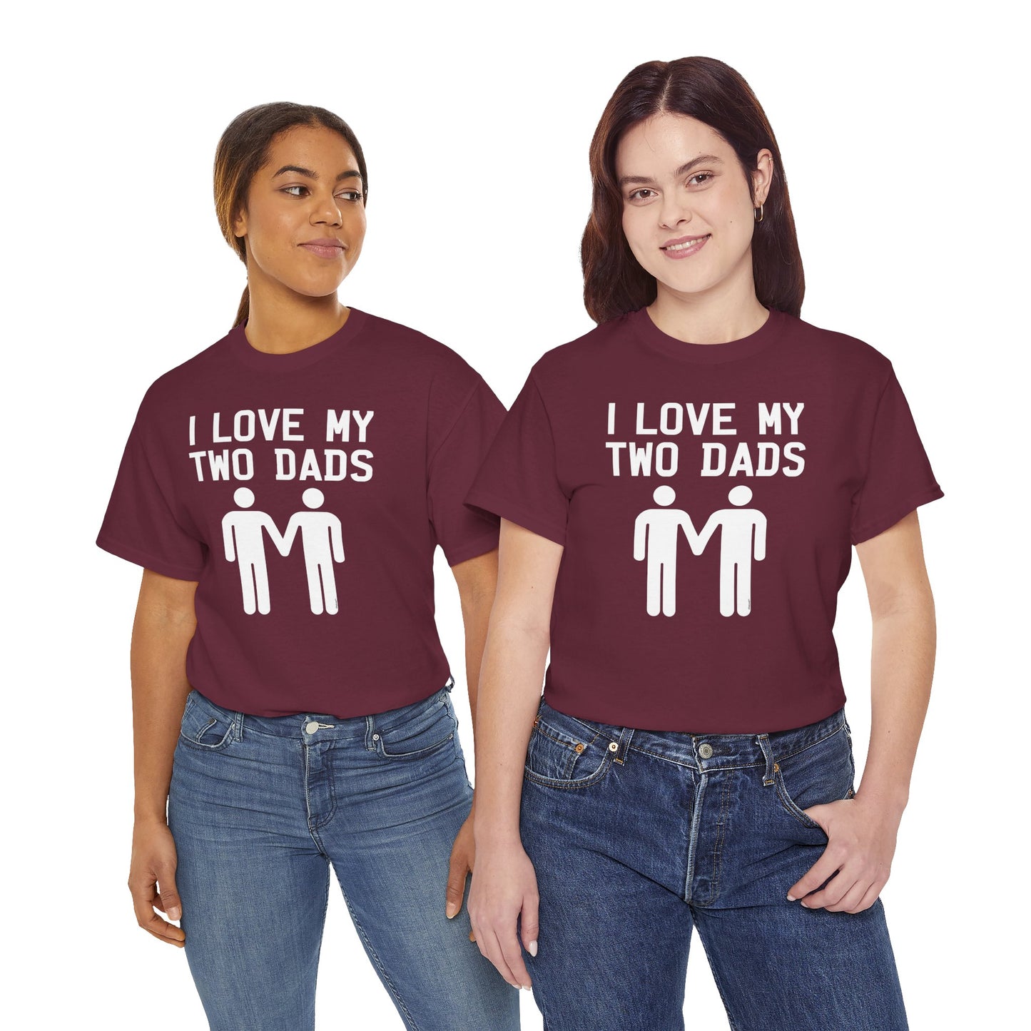 I Love My Two Dads Gay Fathers Unisex Dark T-Shirt by TOOLOUD