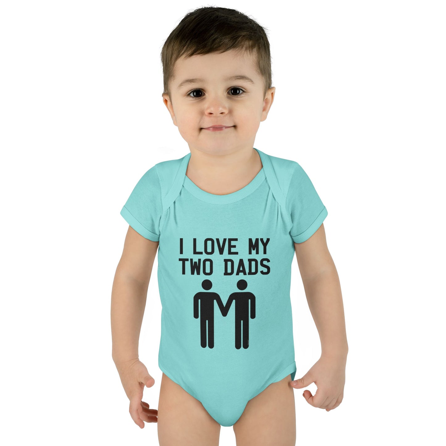 I Love My Two Dads Gay Fathers Baby Bodysuit by TOOLOUD