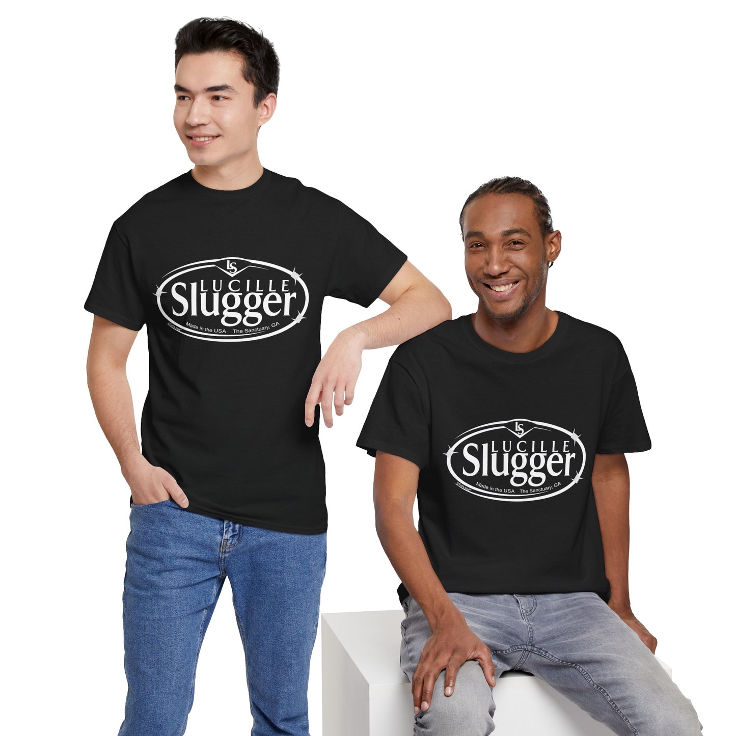 Lucille Slugger Logo Adult Dark T-Shirt by TOOLOUD