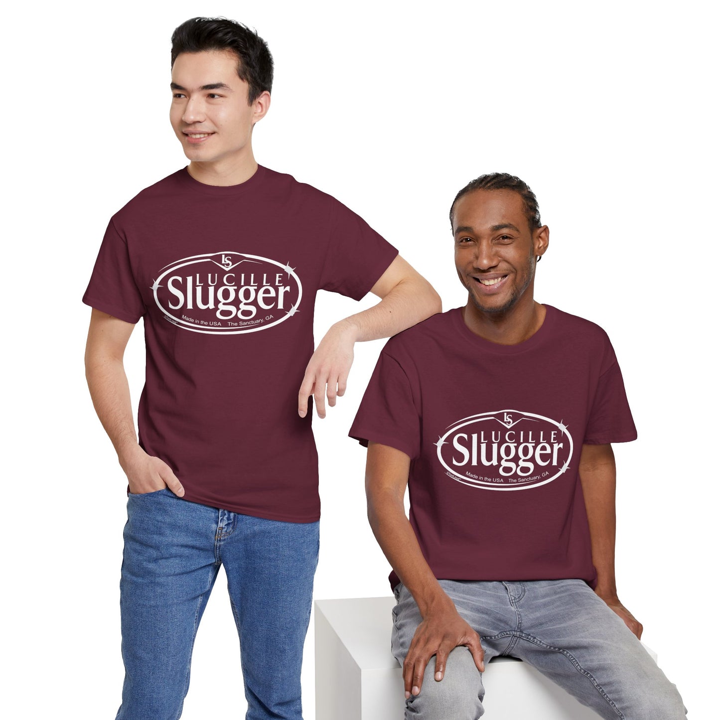 Lucille Slugger Logo Adult Dark T-Shirt by TOOLOUD