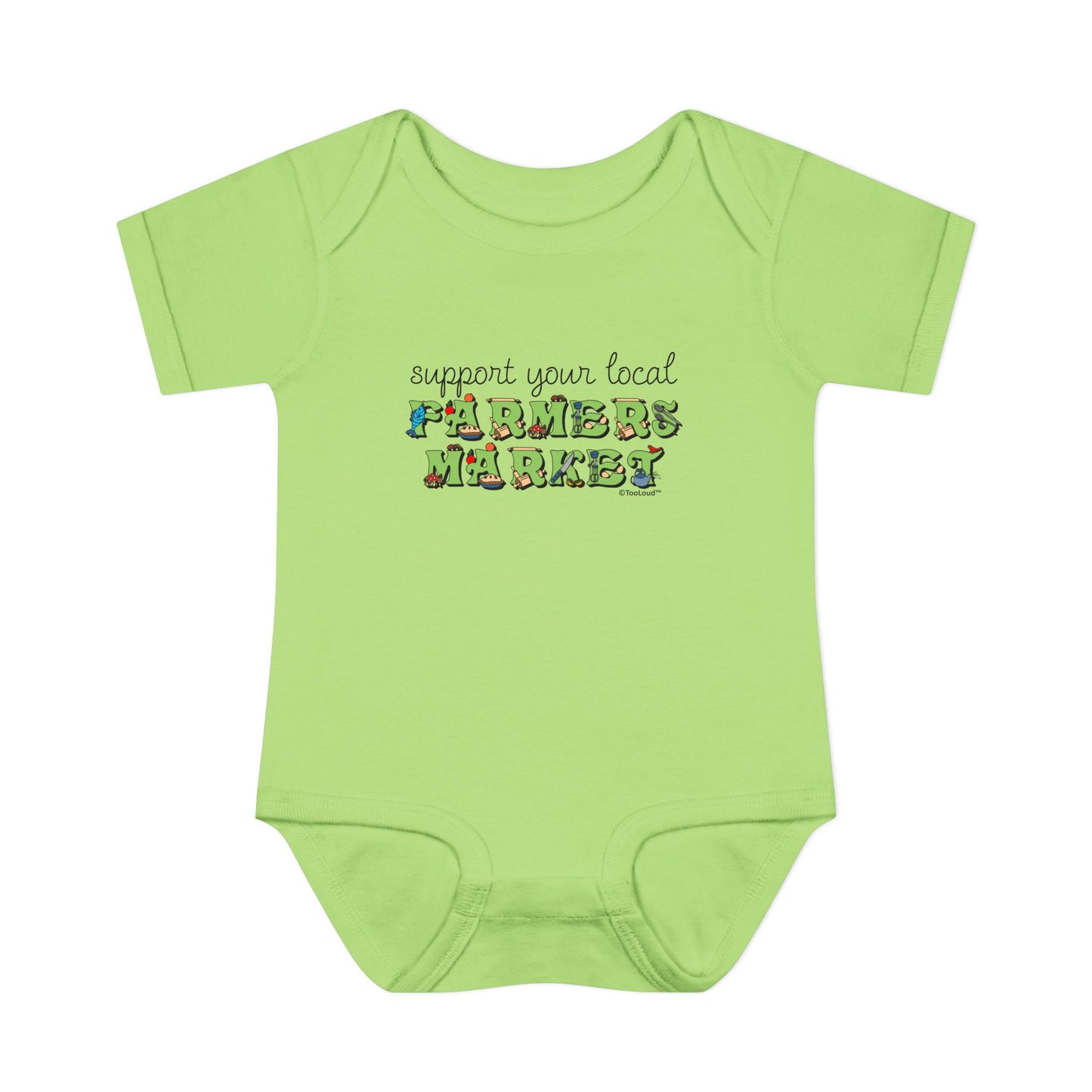 Support Your Local Farmers Market – Color Baby Romper Bodysuit by TOOLOUD