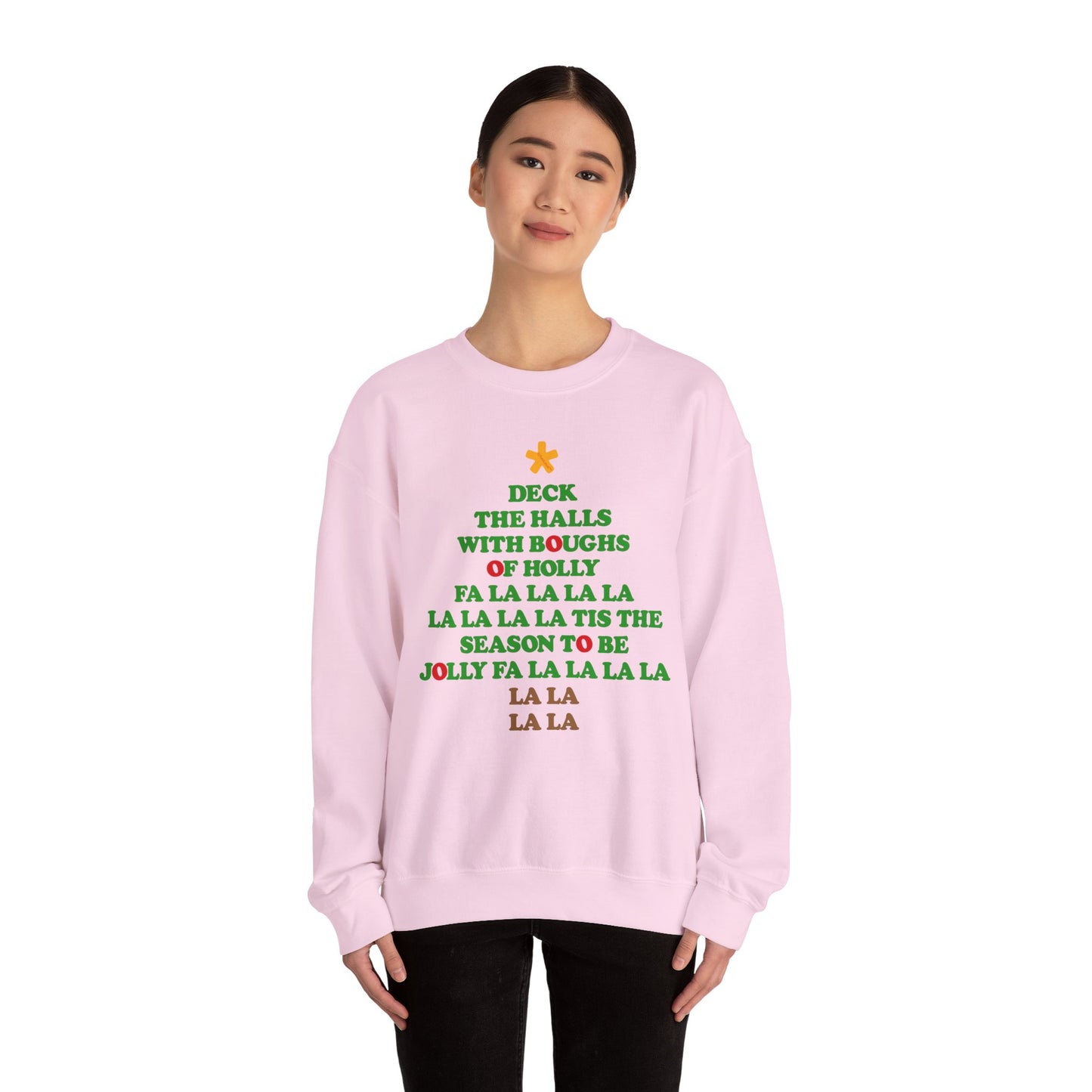 Deck the Halls Lyrics Christmas Tree Adult Sweatshirt by TOOLOUD