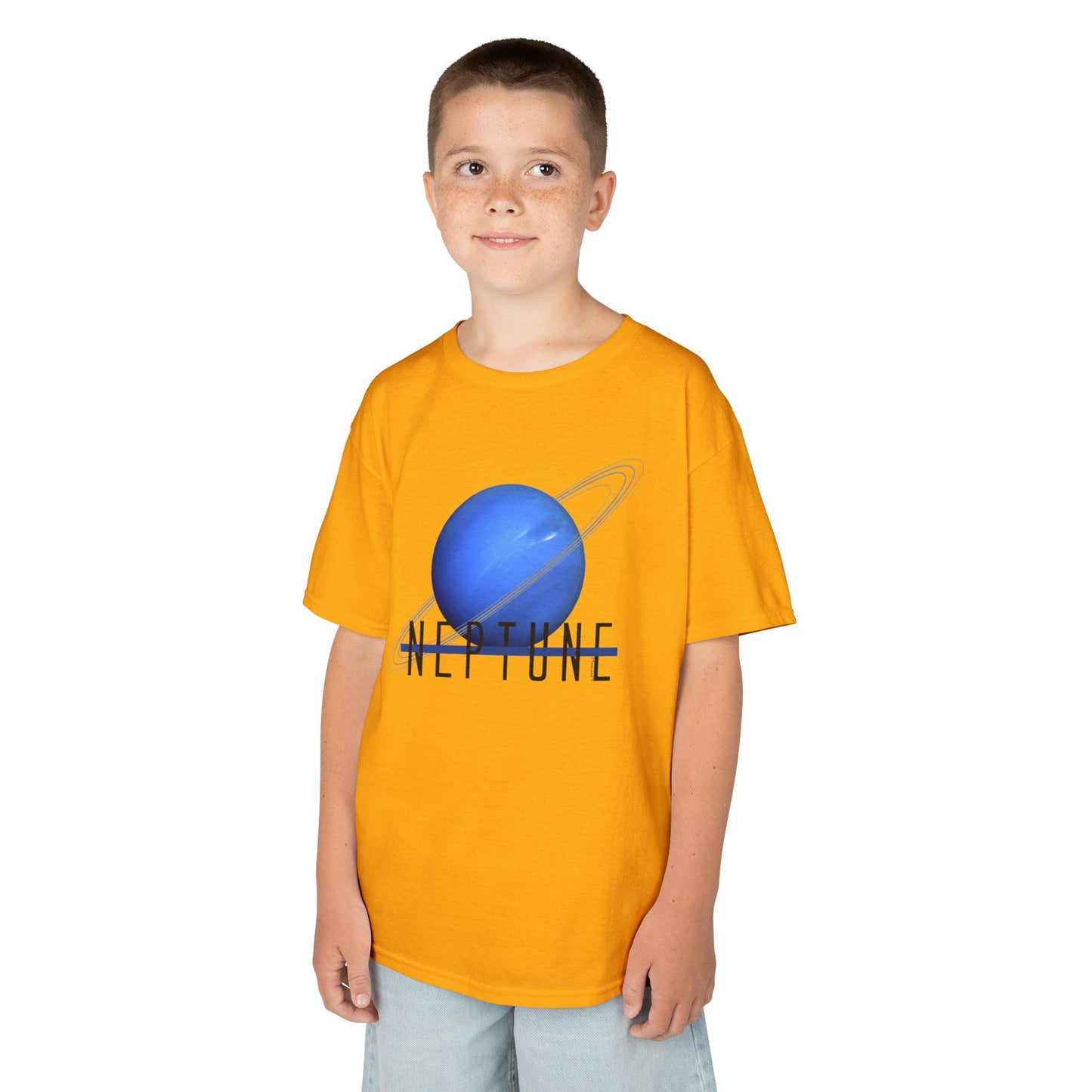 Planet Neptune Text Children's T-Shirt by TOOLOUD