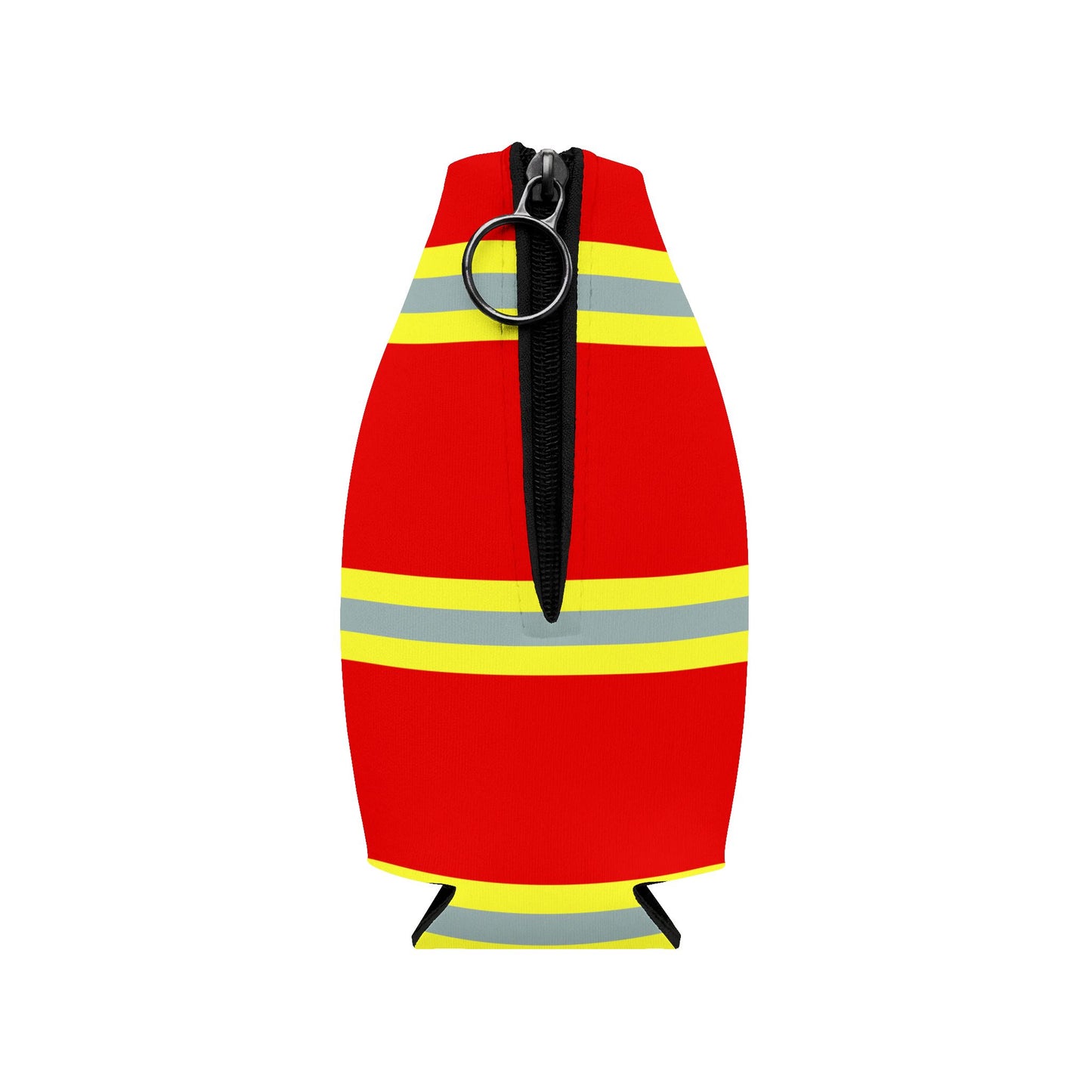 Firefighter Red AOP Collapsible Neoprene Zip-Up Bottle Cooler Sleeve Insulator by TOOLOUD