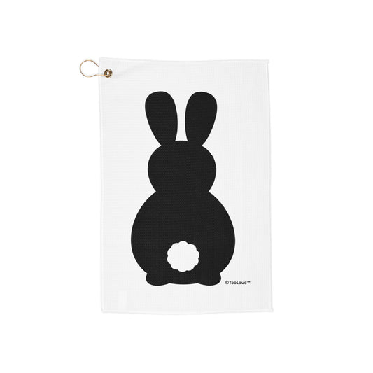 Cute Bunny Silhouette with Tail Micro Terry Gromet Golf Towel