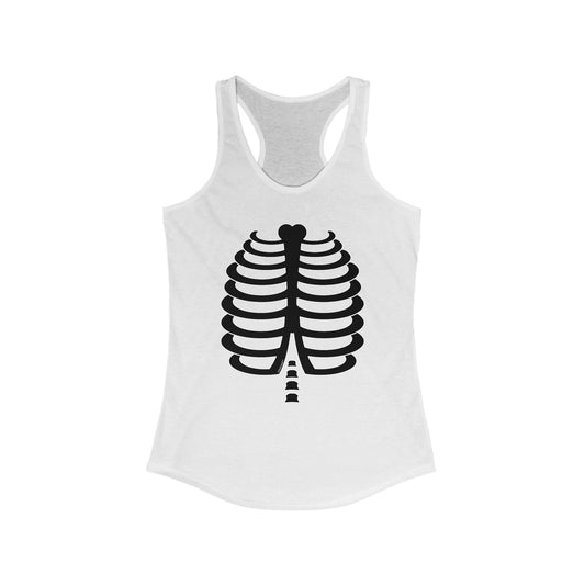 Black Skeleton Ribcage Halloween Women's Racerback Tank Top by TOOLOUD