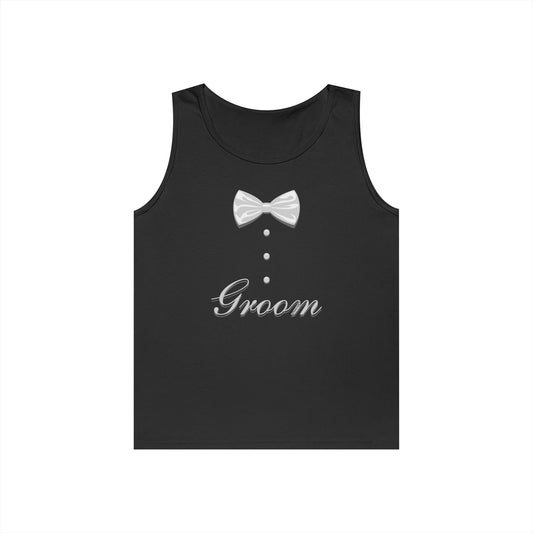 Tuxedo Groom Print Men's Dark Loose Tank Top by TOOLOUD