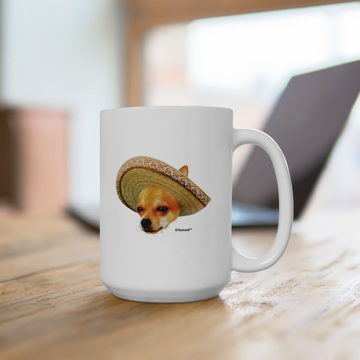 Chihuahua Dog with Sombrero – Patchwork Design Printed Coffee Mug (11oz or 15oz) by TOOLOUD