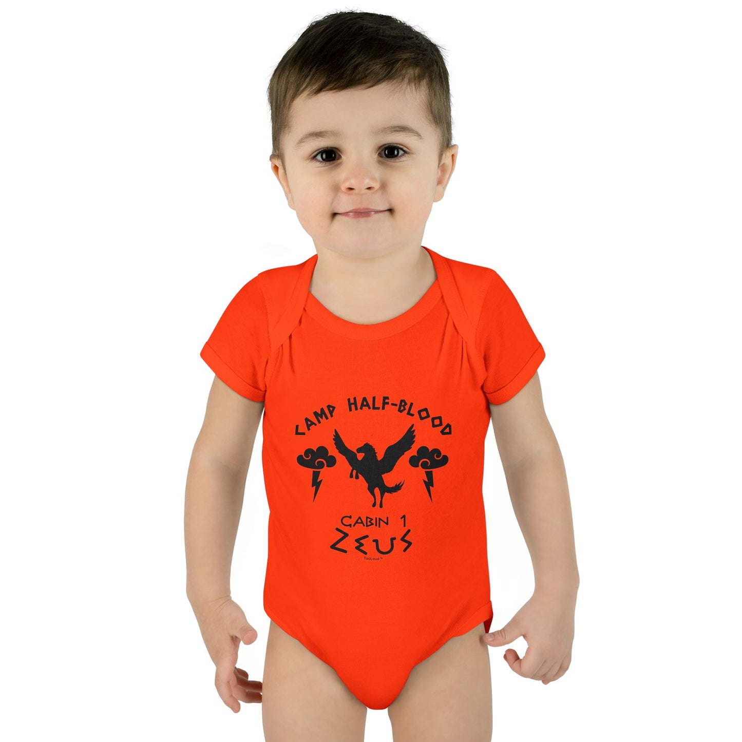 Camp Half Blood Cabin 1 Zeus Baby Romper Bodysuit by TOOLOUD