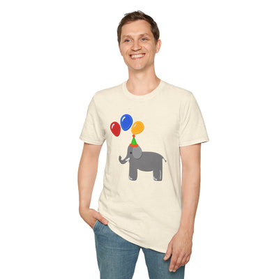 Cute Elephant with Balloons Unisex Adult T-Shirt by TOOLOUD