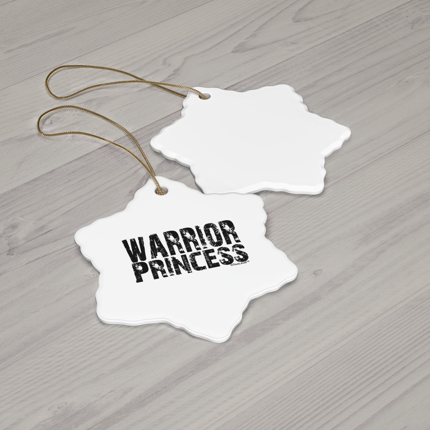 Warrior Princess Black and White Holiday Ornament – Available in 4 Shapes by TOOLOUD