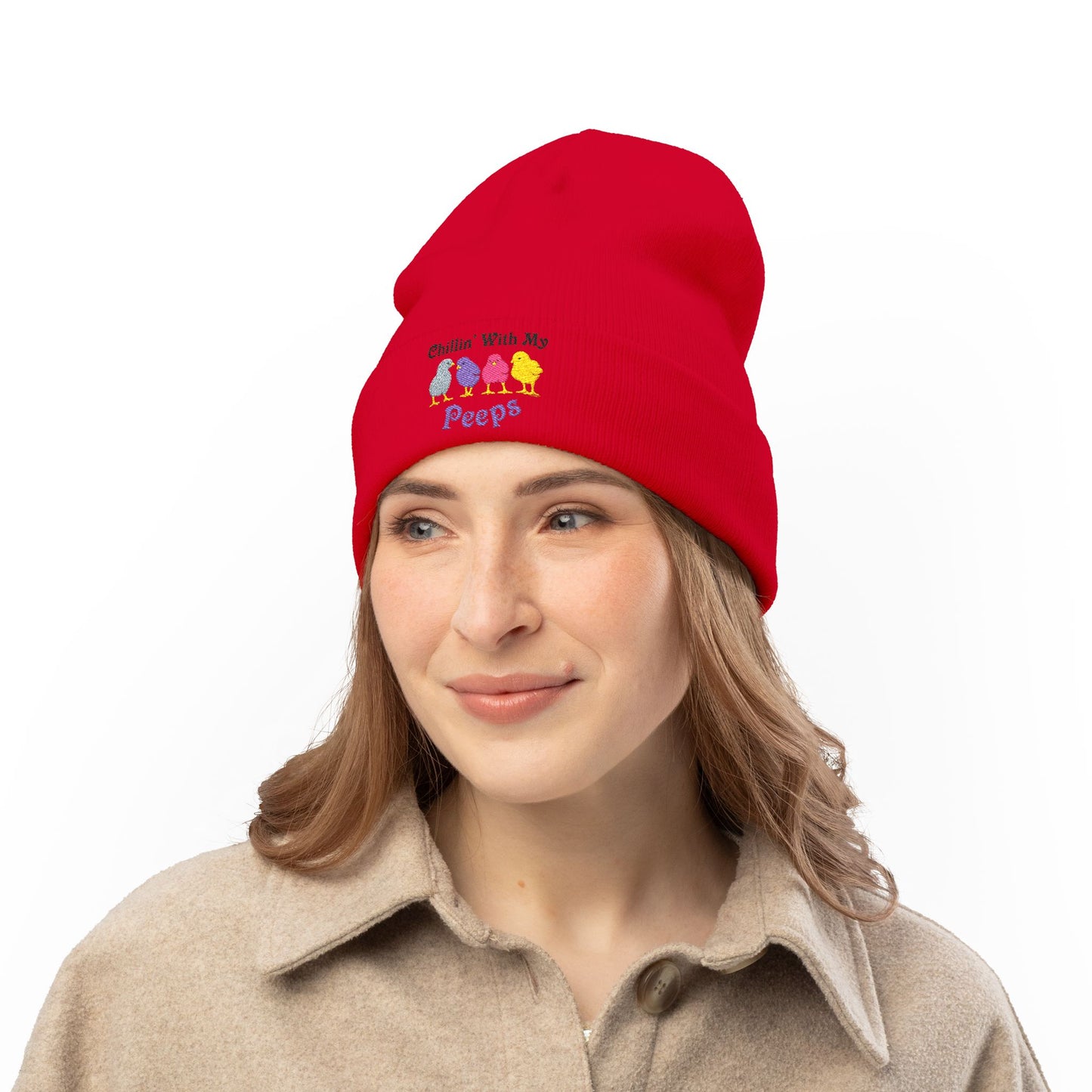 Chillin With My Peeps Embroidered Adult Knit Beanie Cap Hat by TOOLOUD