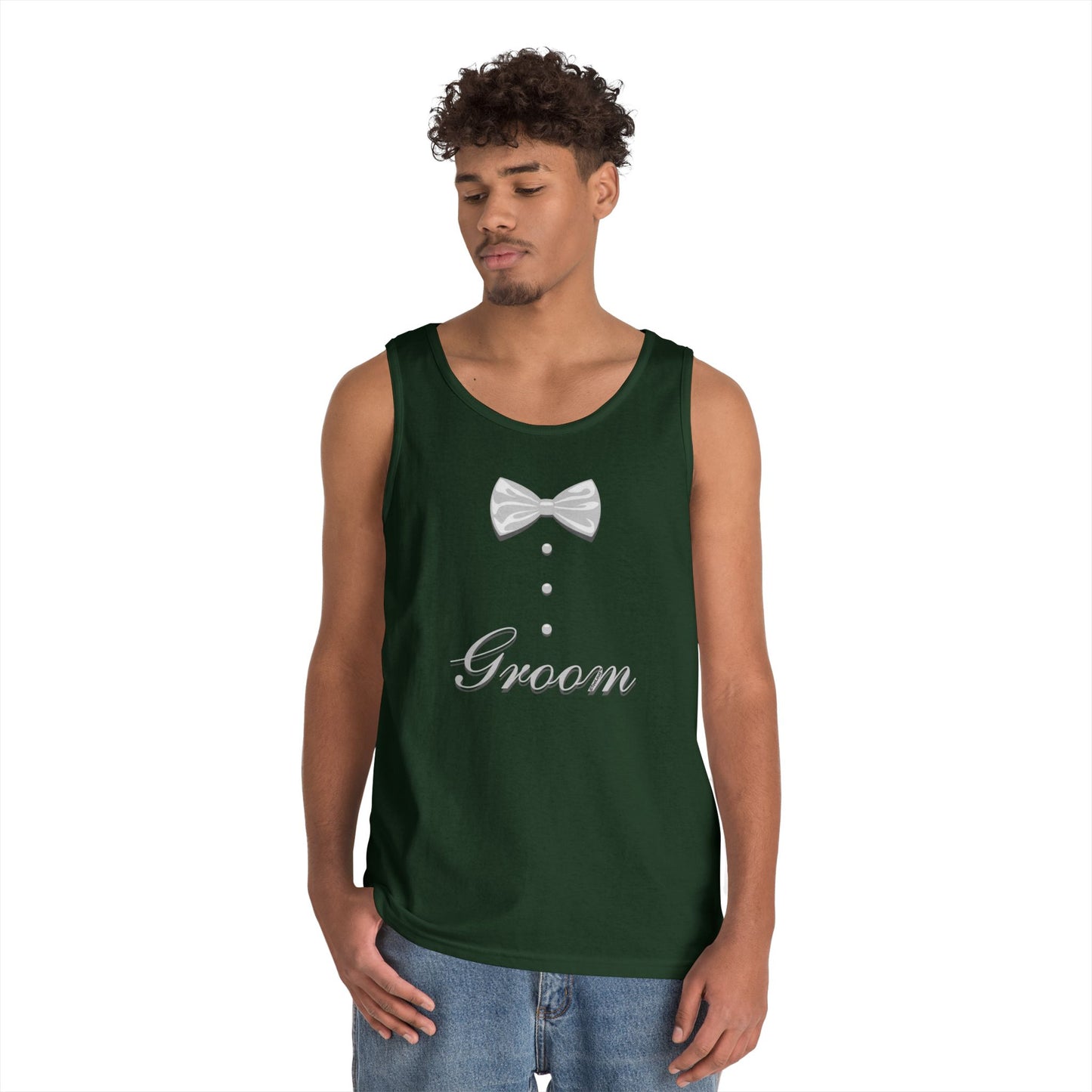 Tuxedo Groom Print Men's Dark Loose Tank Top by TOOLOUD