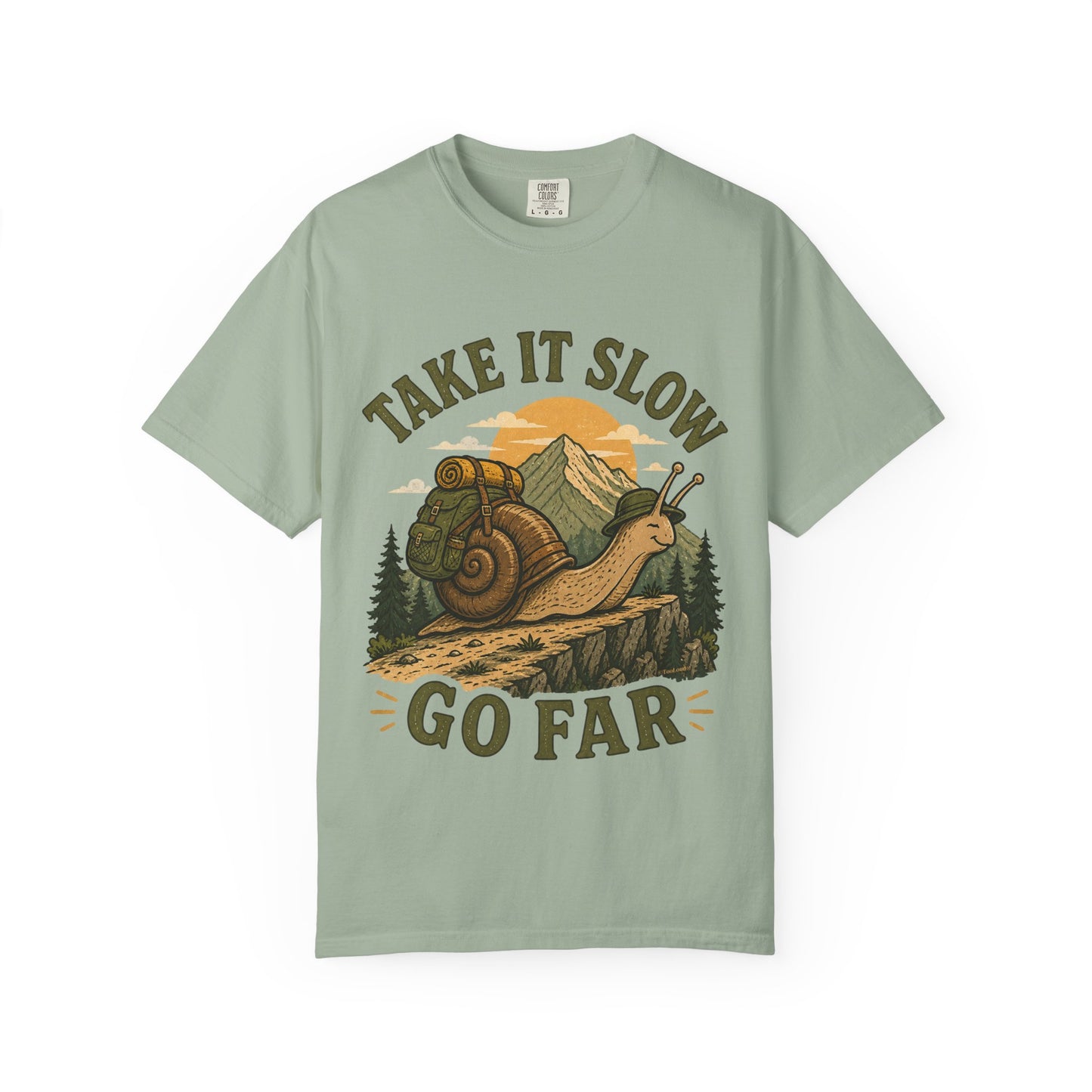 Take It Slow, Go Far – Unisex Garment-Dyed Adult T-Shirt