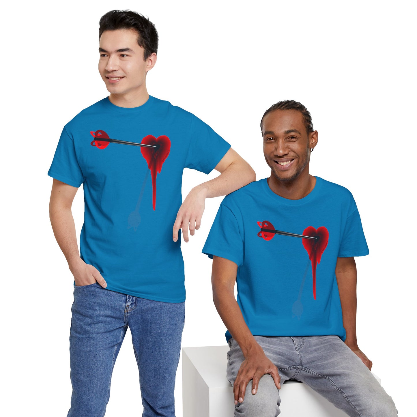 Cupid's Arrow – Heart Shot Wound Design Adult Unisex T-Shirt by TOOLOUD