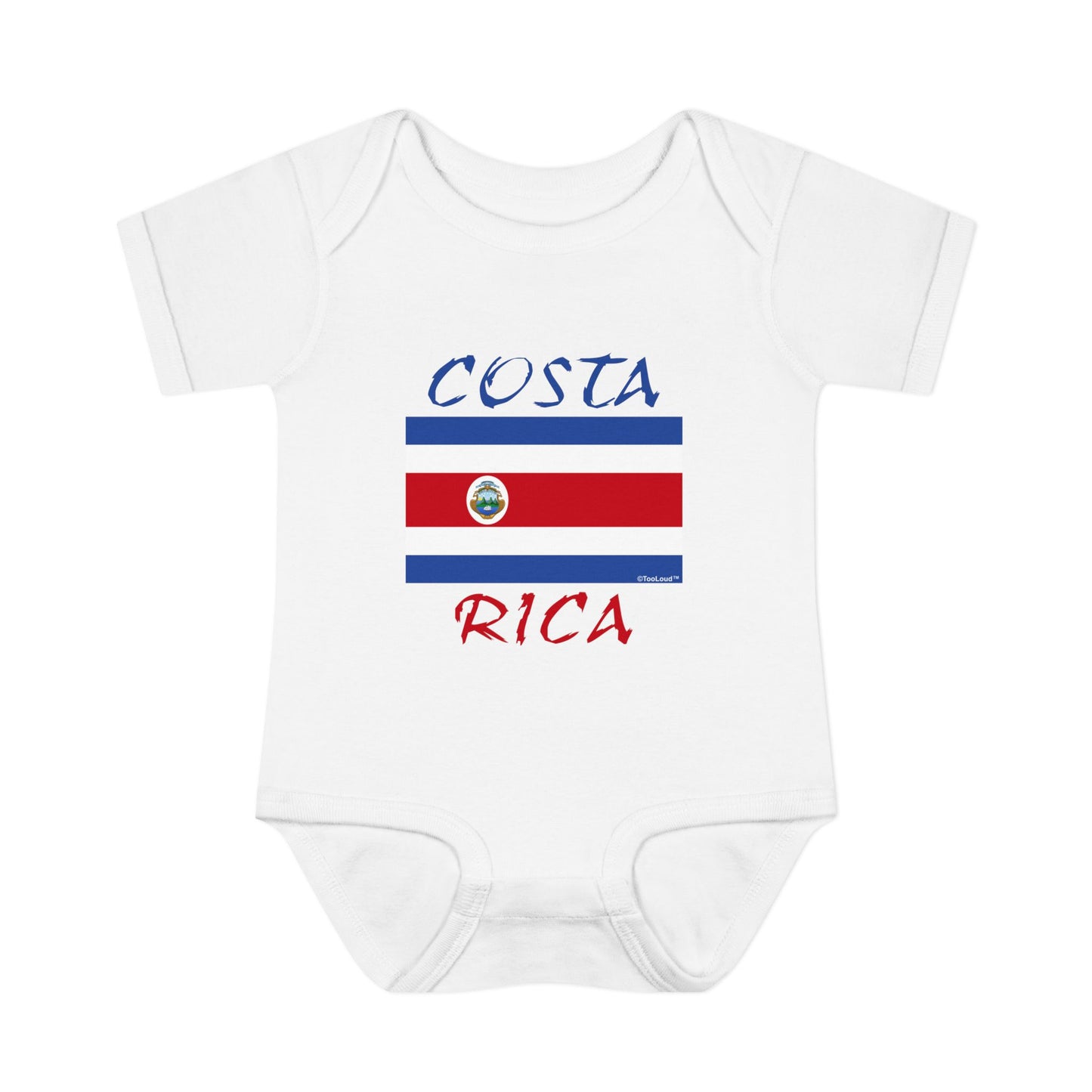 Costa Rica Flag Baby Romper Bodysuit by TOOLOUD