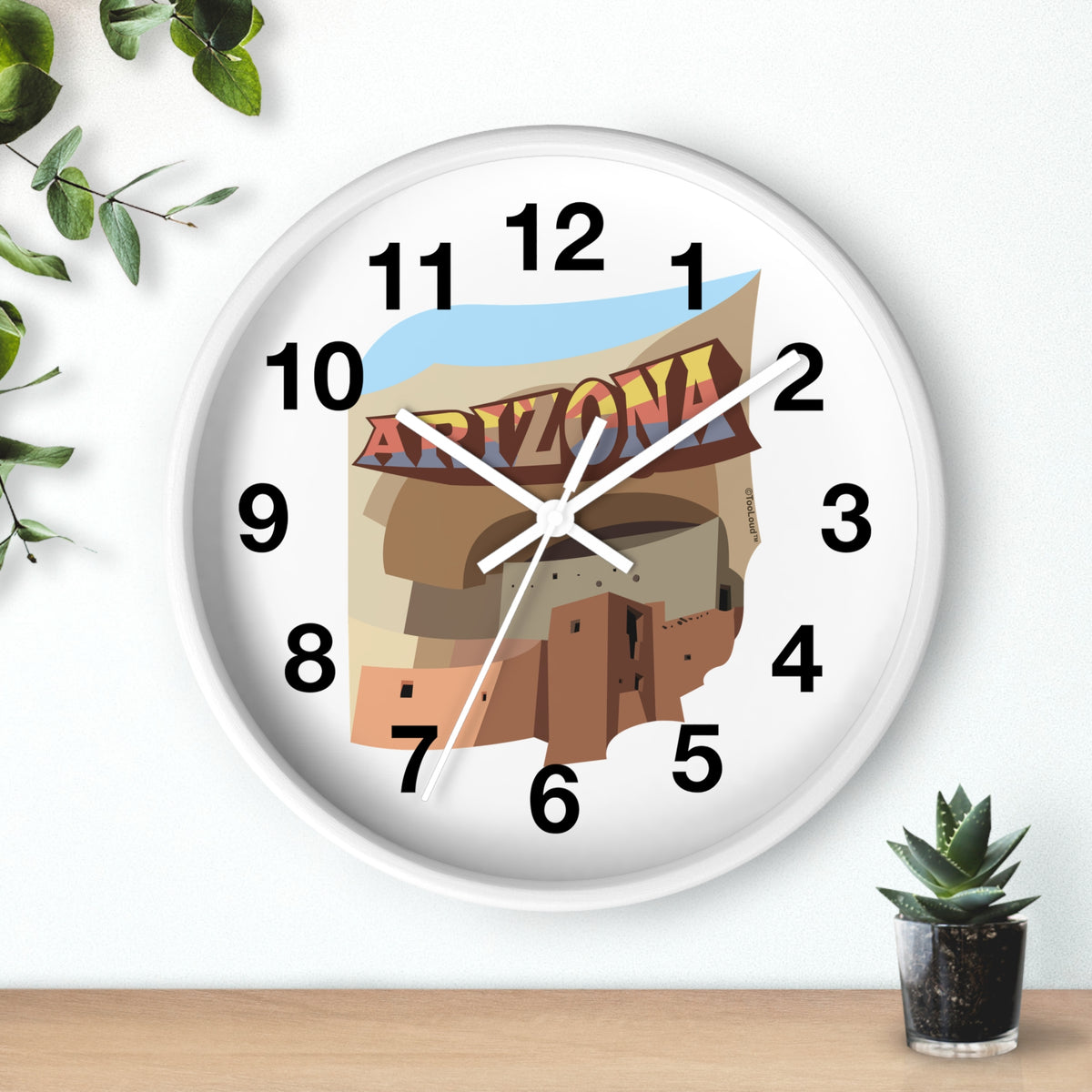 Arizona Montezuma Castle 10" Round Wall Clock with Numbers by TOOLOUD