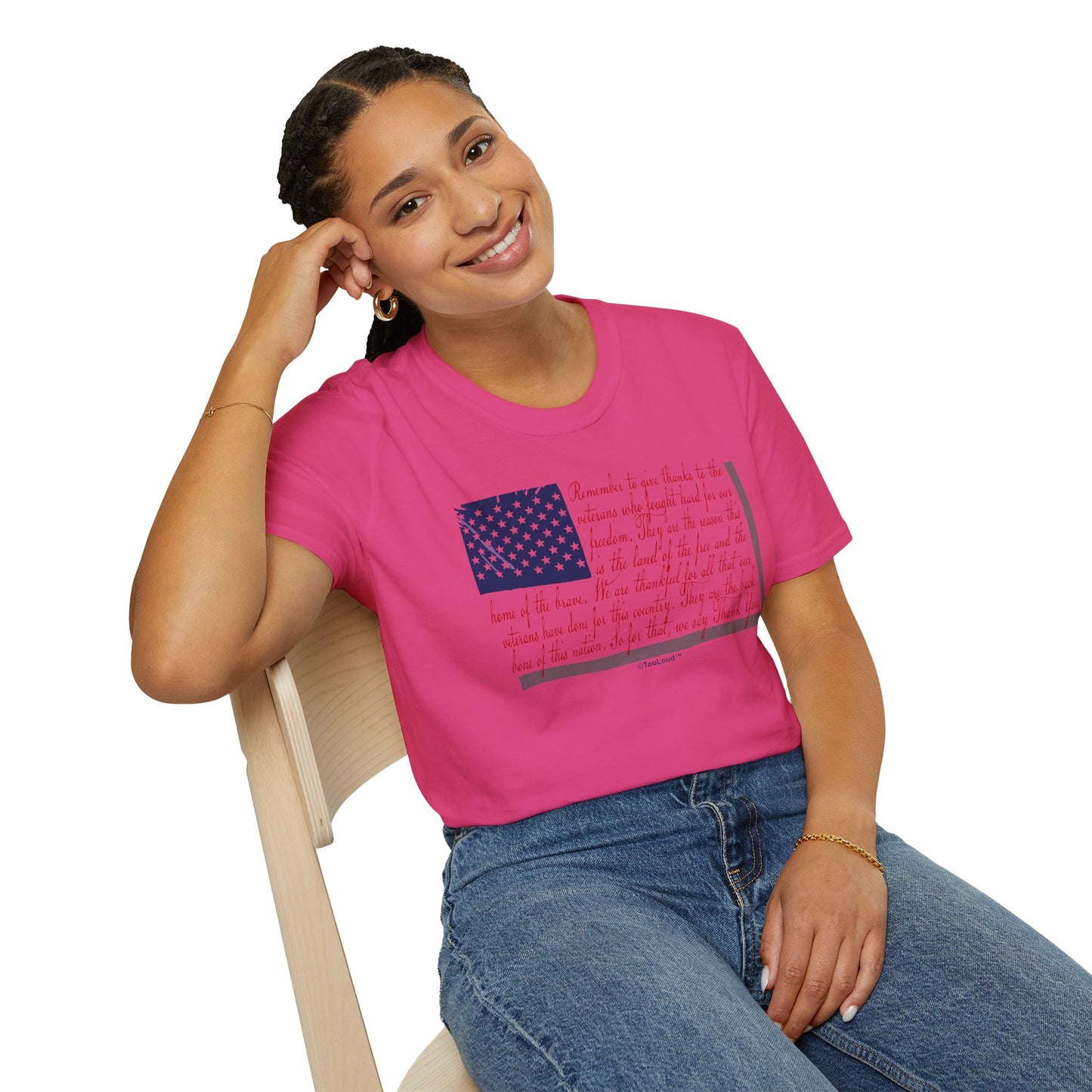 Veterans Scripted Flag Adult T-Shirt by TOOLOUD