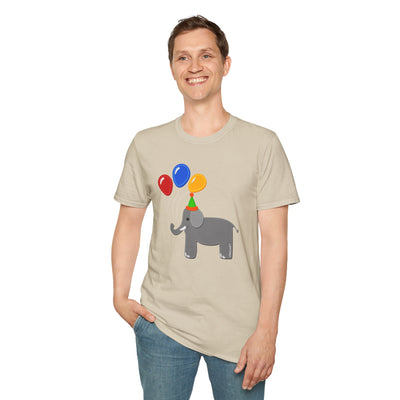 Cute Elephant with Balloons Unisex Adult T-Shirt by TOOLOUD