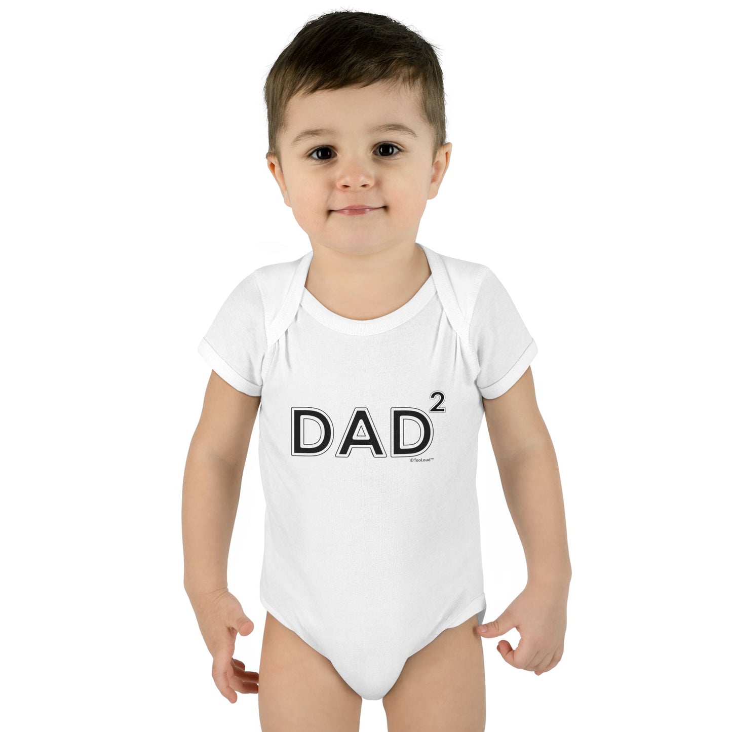 Dad Squared – Dad of Two Baby Romper Bodysuit by TOOLOUD