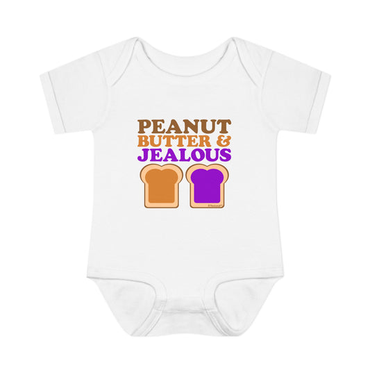 Peanut Butter and Jealous Baby Romper Bodysuit by TOOLOUD