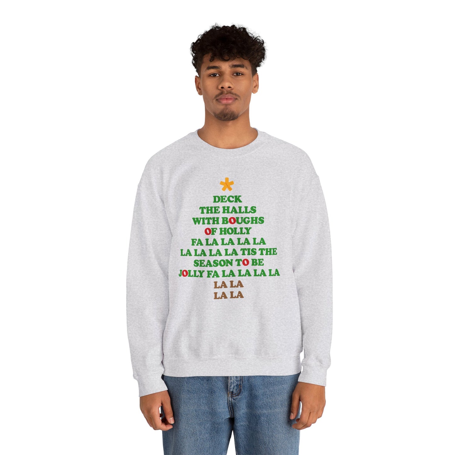 Deck the Halls Lyrics Christmas Tree Adult Sweatshirt by TOOLOUD