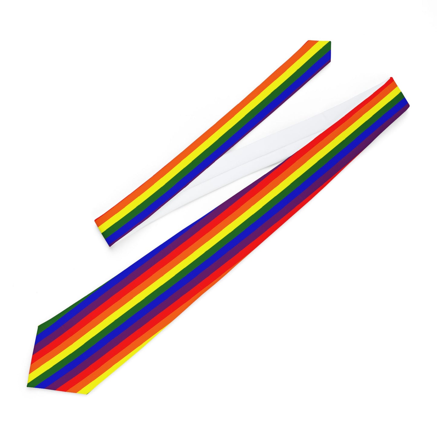 Rainbow Vertical Pride Flag Printed White Necktie All Over Print by TOOLOUD