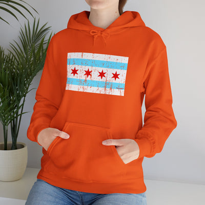 TOOLOUD Distressed Chicago Flag Design Unisex Hoodie Sweatshirt