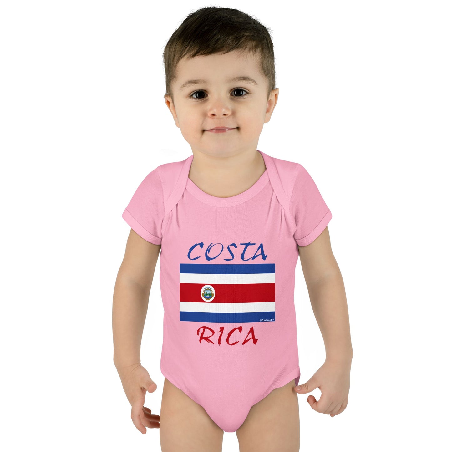 Costa Rica Flag Baby Romper Bodysuit by TOOLOUD