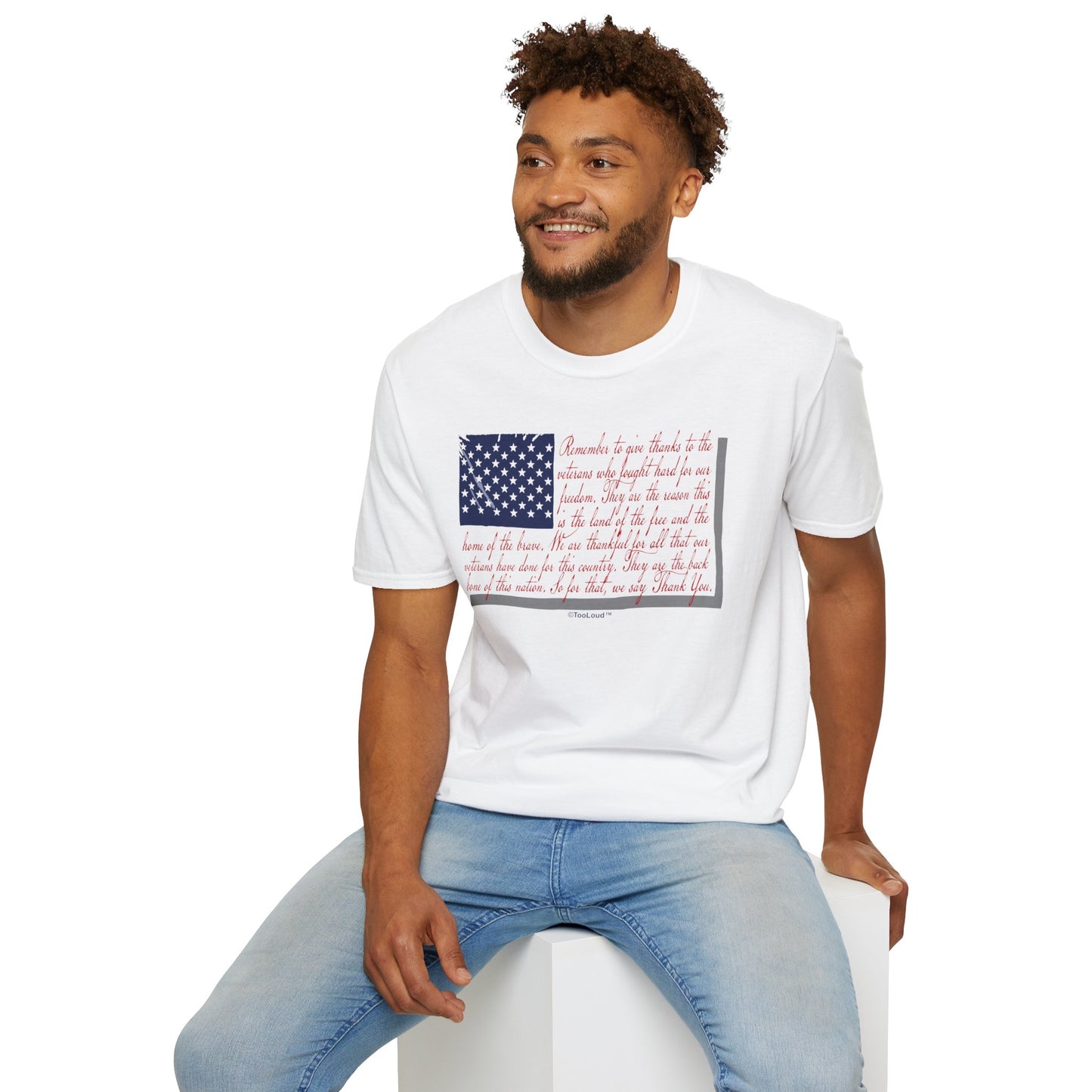 Veterans Scripted Flag Adult T-Shirt by TOOLOUD