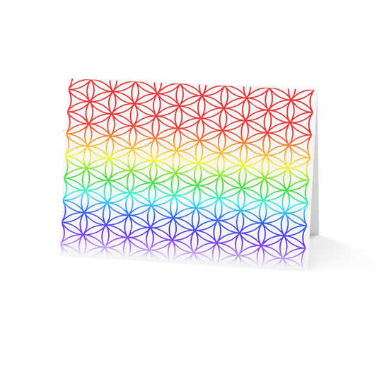 Chakra Flower of Life on White – 10 Pack of 5x7 Top Fold Blank Greeting Cards by TOOLOUD