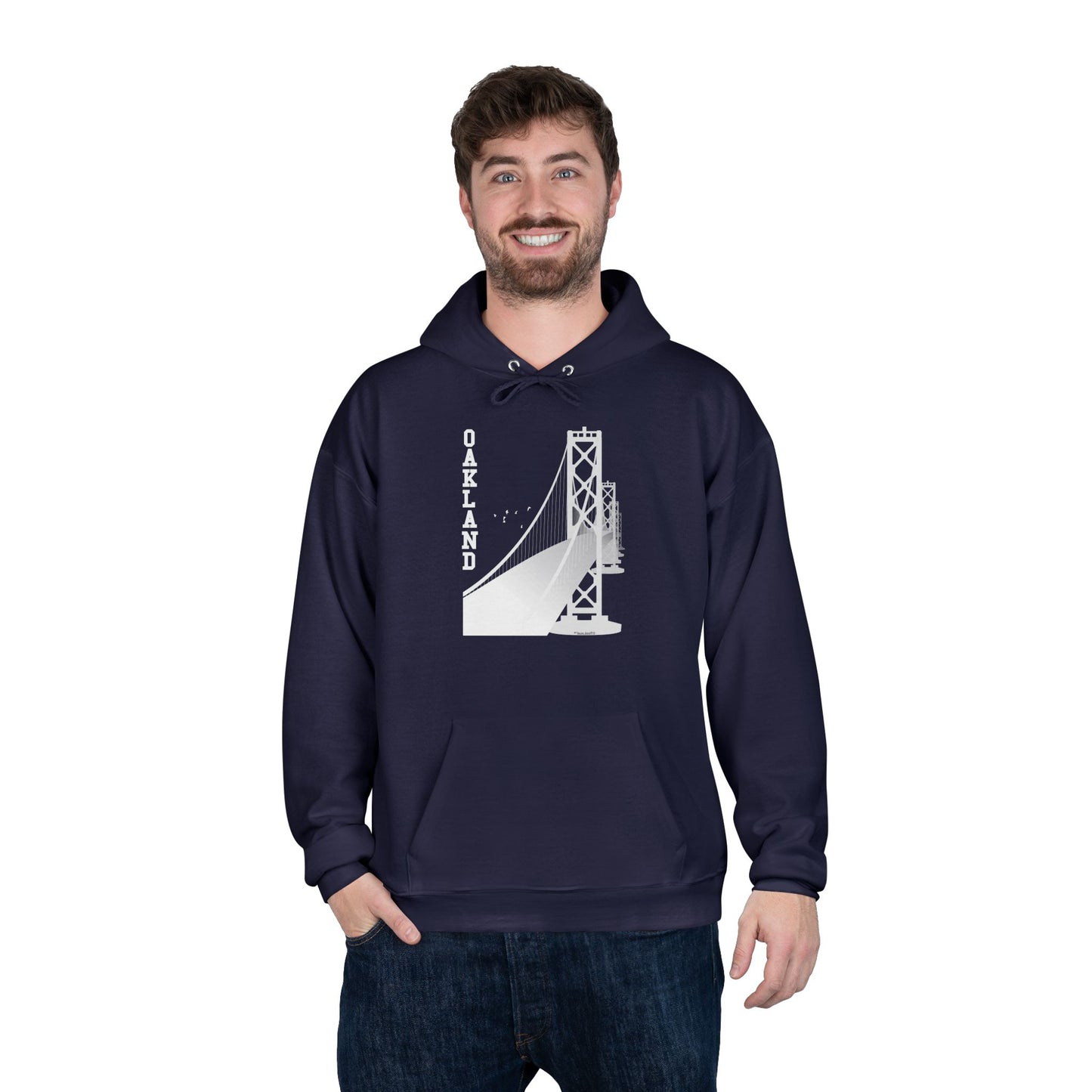 Oakland Text Bay Bridge Dark Pullover Hoodie Sweatshirt by TOOLOUD