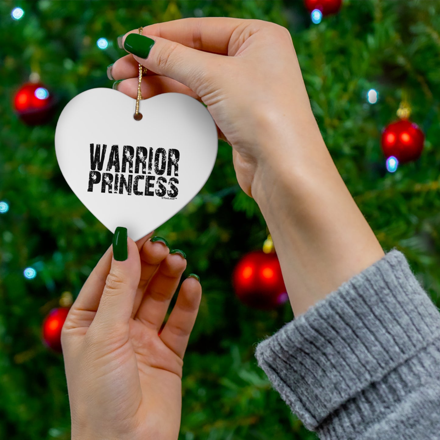 Warrior Princess Black and White Holiday Ornament – Available in 4 Shapes by TOOLOUD