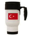 14 OZ Stainless Steel Travel Mug featuring the Turkey Flag - Expertly Crafted by TooLoud-Travel Mugs-TooLoud-White-Davson Sales