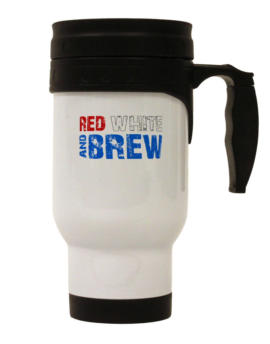 14 OZ Stainless Steel Travel Mug in Red, White, and Brew - Expertly Crafted by TooLoud-Travel Mugs-TooLoud-White-Davson Sales