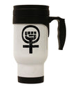 14 OZ Stainless Steel Travel Mug with Distressed Feminism Symbol - TooLoud-Travel Mugs-TooLoud-White-Davson Sales