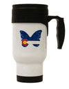 14 OZ Stainless Steel Travel Mug with Grunge Colorado Butterfly Flag Design - TooLoud-Travel Mugs-TooLoud-Davson Sales