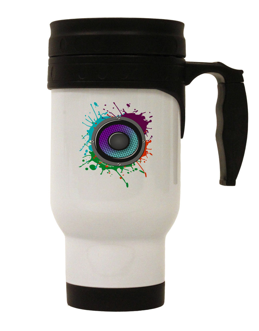 14 OZ Stainless Steel Travel Mug with Paint Splatter Speaker Design - TooLoud-Travel Mugs-TooLoud-White-Davson Sales