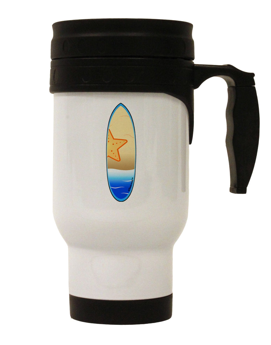 14 OZ Stainless Steel Travel Mug with Starfish Surfboard Design - Expertly Crafted by TooLoud-Travel Mugs-TooLoud-White-Davson Sales