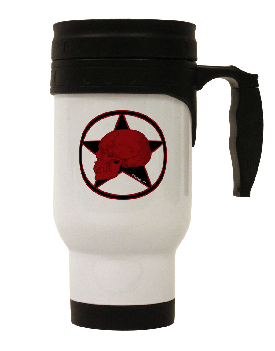 14 OZ Stainless Steel Travel Mug with Striking Blood Red Skull Design - Expertly Crafted by TooLoud-Travel Mugs-TooLoud-White-Davson Sales