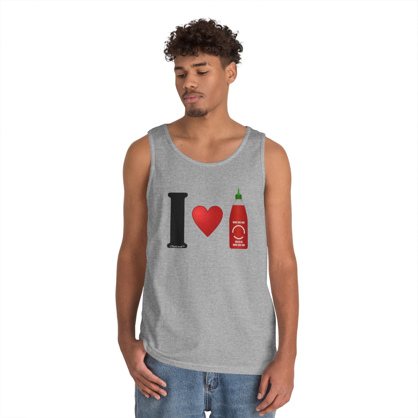 I Heart Sriracha Design Adult Tank Top by TOOLOUD