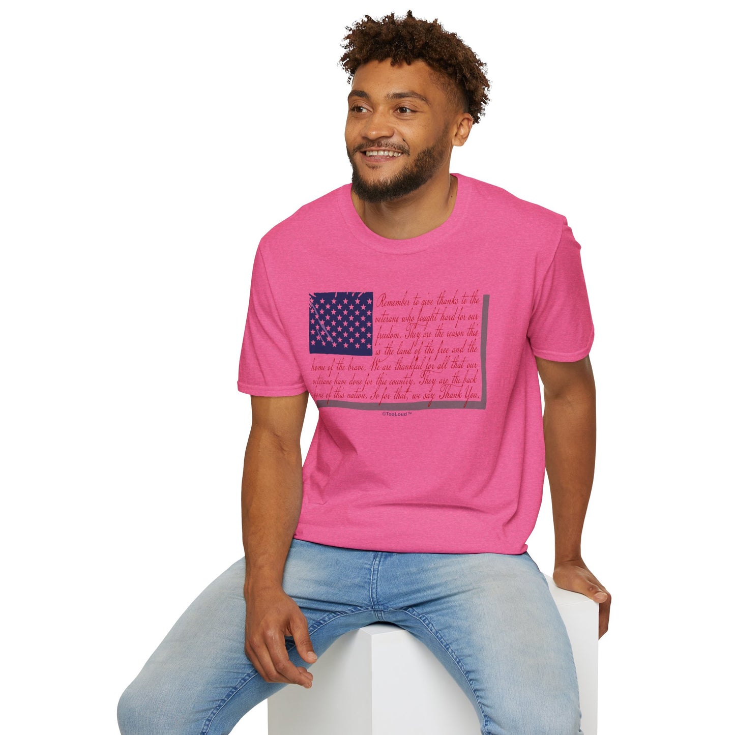 Veterans Scripted Flag Adult T-Shirt by TOOLOUD