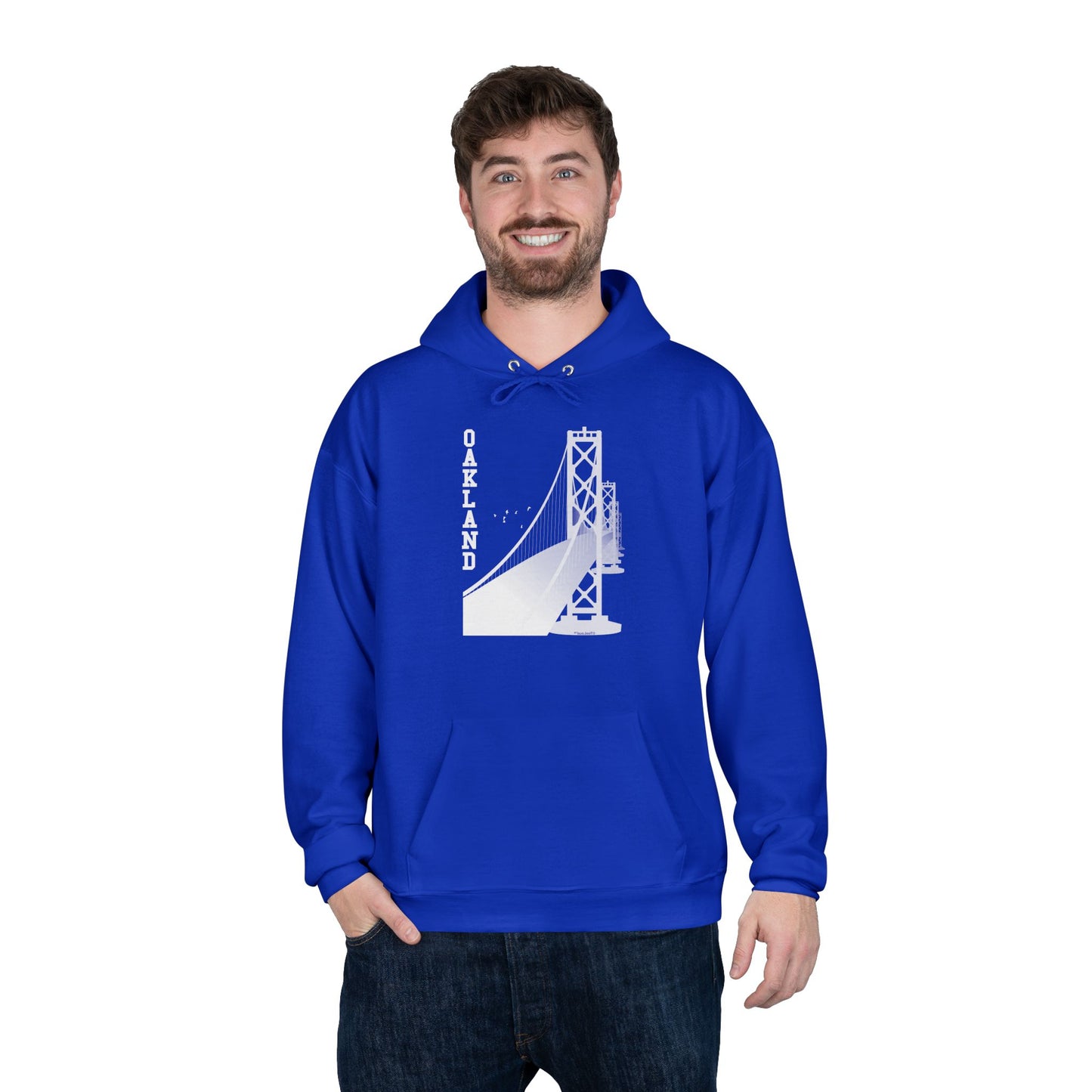 Oakland Text Bay Bridge Dark Pullover Hoodie Sweatshirt by TOOLOUD