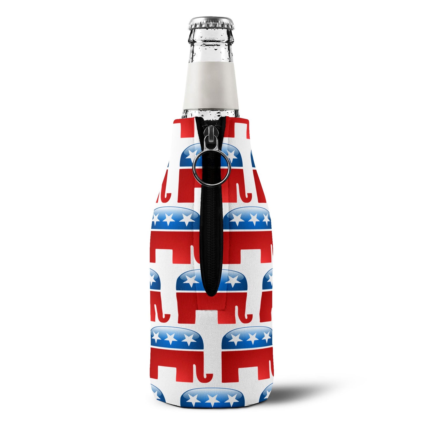 Republican Symbol All Over Collapsible Neoprene Bottle Insulator AOP - Zip-Up Bottle Cooler Sleeve