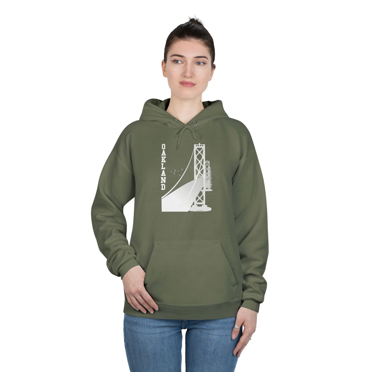 Oakland Text Bay Bridge Dark Pullover Hoodie Sweatshirt by TOOLOUD